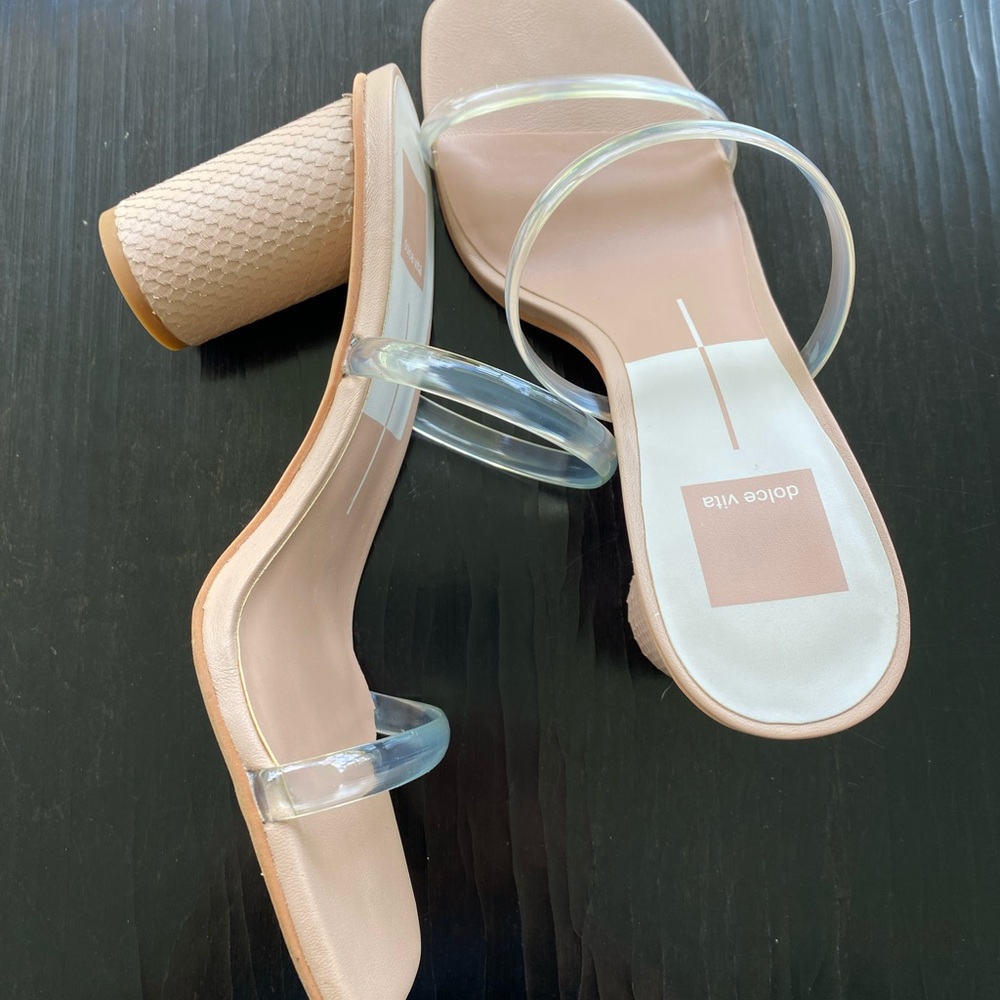Dolce Vita block heel sandal with clear straps size 7.5